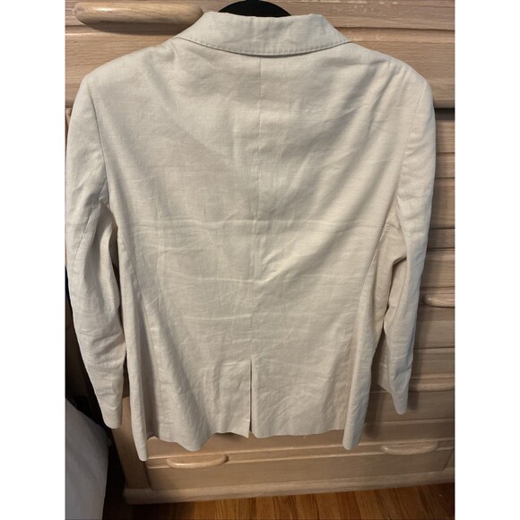 Bogner Women's Tan Blazer Jacket Size 12 Cotton Linen Blend Lined - Picture 7 of 12